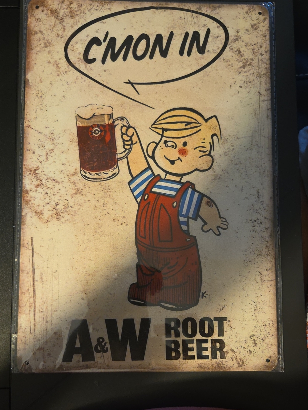 Root Beer Retro Wall Sign in Cream and Brown- Dennis the Menace